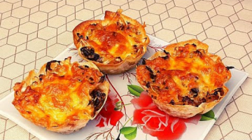 Корзинки из лаваша с капустой и грибами 